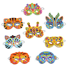 Load image into Gallery viewer, Djeco DIY - 8 Mosaic Masks to Create and Decorate - Jungle Animals
