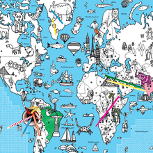 Load image into Gallery viewer, World Map Word Search Colour-In Tablecloth / Giant Poster - BEST SELLER
