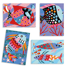 Load image into Gallery viewer, Djeco Coloured Sands and Glitter Art by Numbers - Fish Rainbows
